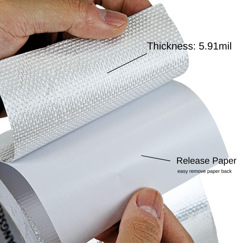 CHUANGSEED Adhesive Aluminum Foil Fiberglass Heat Shield Tape 4in x 90ft, Reflective Material Cool Tape Self-Adhesive for HVAC, Pipe, Auto,High Temp Protection - Image 2